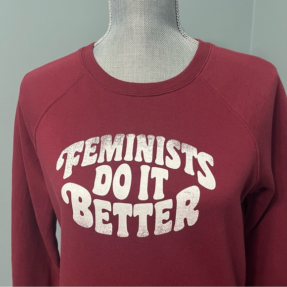 REBECCA MINKOFF Feminists Do It Better sweatshirt XS dark red and white - Picture 4 of 13